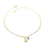 Choker Trevo de Quatro Folhas com Pedra Ametista 36 cm Banhado a Ouro
