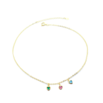 Choker Coração Color Infantil 35 cm Banhado a Ouro