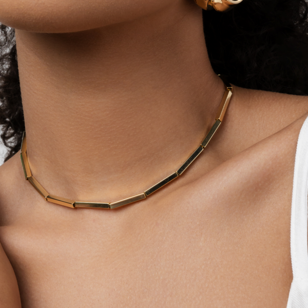 Choker Canutilhos Quadrados Design Moderno Banhado A Ouro
