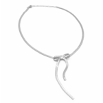 Choker De Fita Com Laço Central 35cm Design Elegante Banhado a Ródio