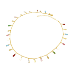 Choker com Pedras Colors e Chapinha Penduradas 40 cm Banhado a Ouro e ródio