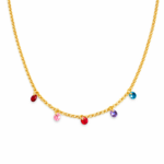Choker Feminino de Elos com Cristais Colors Pendurado Banhado