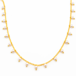 Choker de Mini Elos com Pérolas Penduradas Banhado