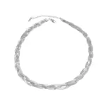 Colar Feminino Trançado Snake Em Aço Inox Com Revestimento PVD Prata