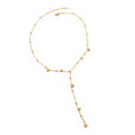 Colar Gravata Feminino Com Bolinhas Penduradas Em Aço Inox PVD Dourado