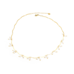 Colar Feminino Com Micro Pérolas Penduradas Em Aço Inox PVD Dourado