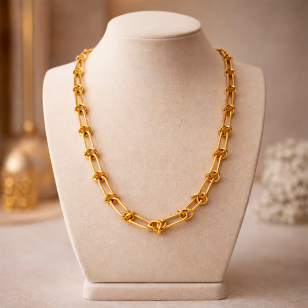 Choker Feminino Nozinhos Entre os Elos Banhado