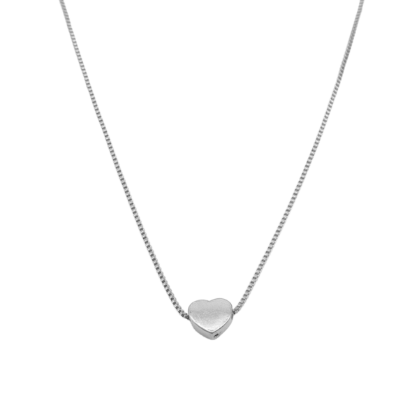 Choker Coração Liso Banhado a Ródio