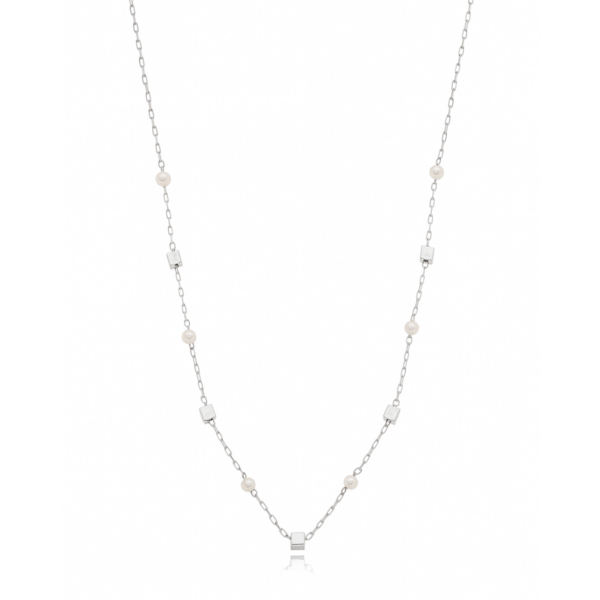 Choker De Pérolas Com Pontos Quadradinhos Banhado A Ródio