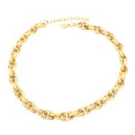 Choker De Elos Grossos Entrelaçados Em Aço Inox Com Revestimento PVD Dourado
