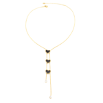 Choker De Gravatinha Com 3 Corações De Madrepérola Em Aço Inox Com Revestimento PVD Dourado
