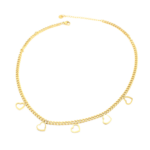 Choker De Corações Vazados E Madrepérola Aço Inox Com Revestimento PVD Dourado