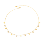Choker De Pontos De Luz E Trevos Intercalados Em Aço Inox Com Revestimento PVD Dourado