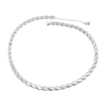 Choker De Elos Estilo Sementes Aço Inox Com Revestimento PVD Prateado