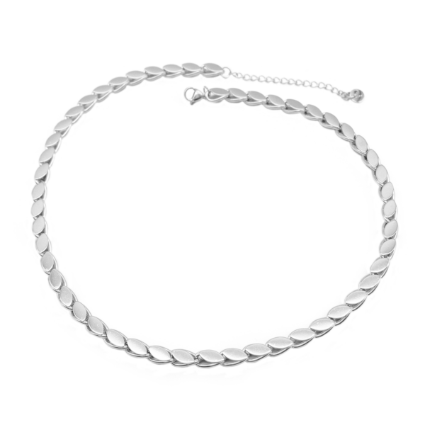 Choker De Elos Estilo Sementes Aço Inox Com Revestimento PVD Prateado