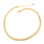 Choker De Elos Curvados Detalhada Em Aço Inox Com Revestimento PVD Dourado