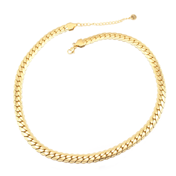Choker De Elos Curvados Detalhada Em Aço Inox Com Revestimento PVD Dourado