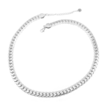 Choker De Elos Curvados Detalhada Em Aço Inox Com Revestimento PVD Prateado