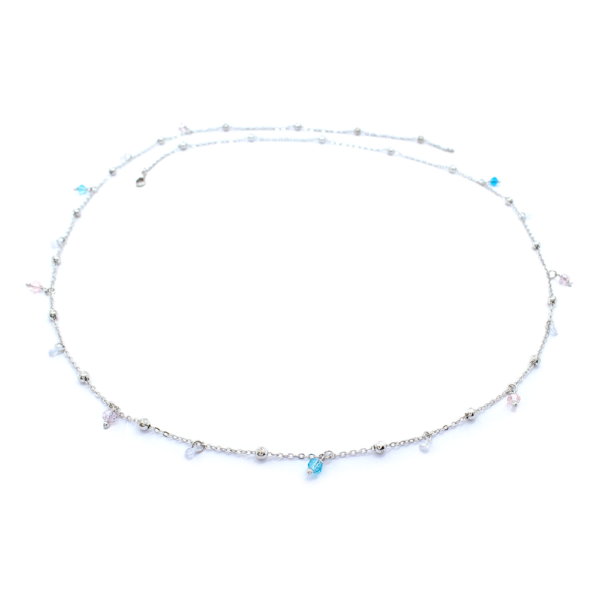 Colar De Bolinhas E Cristais Coloridas 80cm Moderno E Vibrante Banhado a Ródio
