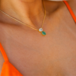 Colar Com Pedras Ovais Em Tons De Verde E Rosa Design Sofisticado Banhado A Ouro