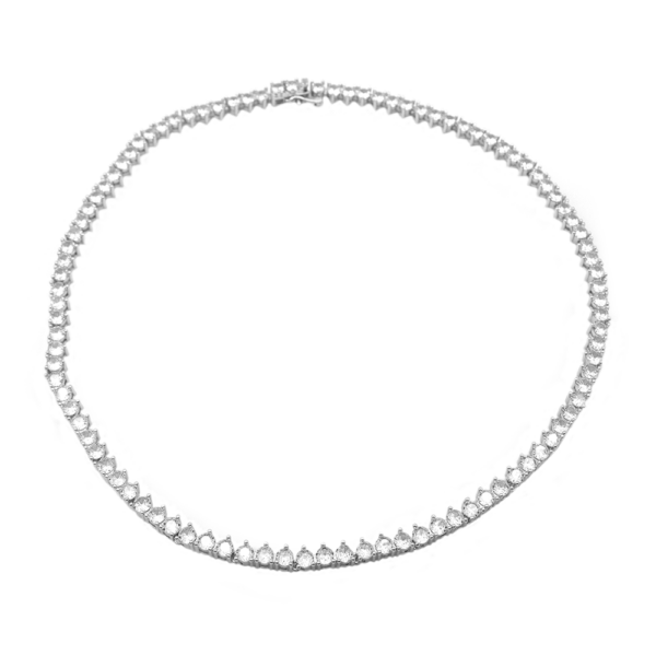 Colar Riviera Com Zircônia Cravejado 45cm Luxo E Brilho Banhado a Ródio
