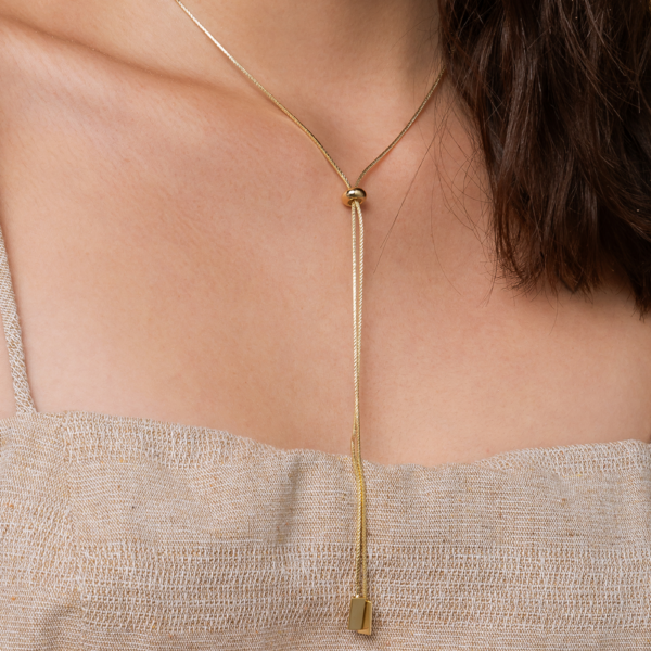 Colar Gravatinha Ajustável 45cm Personalidade E Estilo Banhado A Ouro