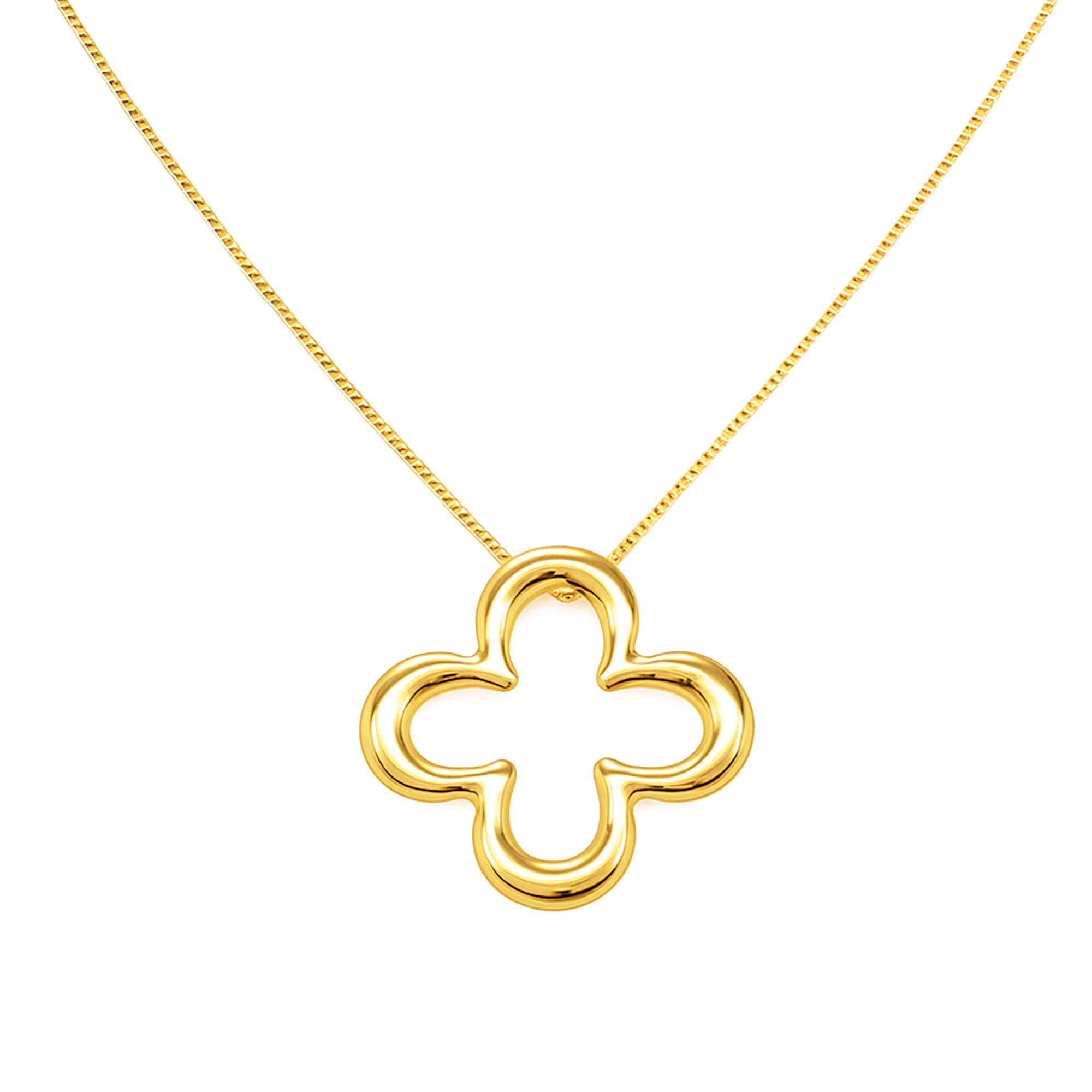 CR2234-OU-1 Colar Trevo Vazado 45 cm Banhado a Ouro - Imagem 1