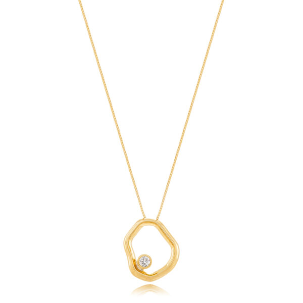 Colar Minimalista Com Ponto De Luz Central Banhado A Ouro