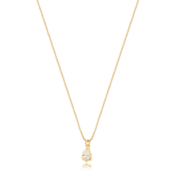 Colar Gota De Zircônia Sofisticado Banhado A Ouro
