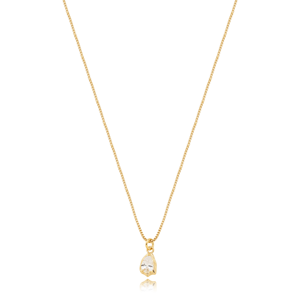 CR2241-OU-1 Colar Gota De Zircônia Sofisticado Banhado A Ouro - Imagem 1