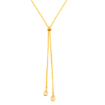 Colar Gravatinha com 2 Gotas de Zircônias Banhado a Ouro e Ródio