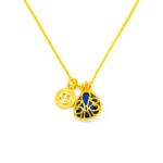Colar Nossa Senhora com Pedra Azul e Pingente da Fé Banhado a Ouro
