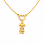 Corrente com Pingente de Filha Coração Entrelaçado Banhado a Ouro e Ródio 45cm