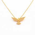 Colar Feminino Divino Espírito Santo Cravejado a Banhado a Ouro e Ródio