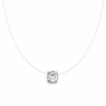 Colar Ponto de Luz Feminino 5mm Fio de Nylon Banhado a Ródio
