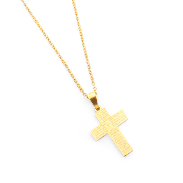 Colar Pai Nosso Em Formato De Cruz Aço Inox Design Religioso Com Significado