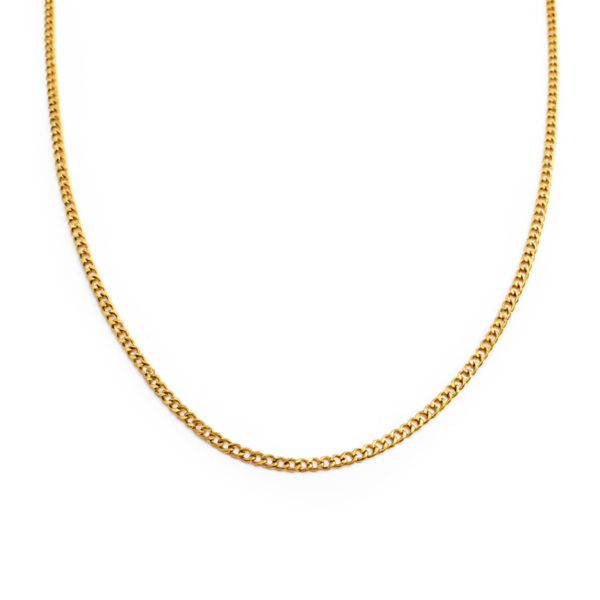 Corrente Masculina 60 Cm Elo Grumet Pequeno Aço Inox Dourado