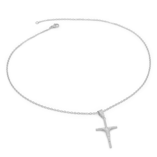 Corrente Com Crucifixo 45cm Fé E Estilo Em Aço Inox
