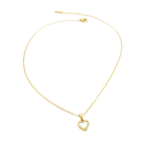 Colar Feminino Elo Português Com Coração De Madrepérola Em Aço Inox PVD Dourado