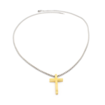 Colar Masculino Minimalista Com Pingente De Cruz Em Aço Inox Misto