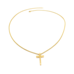 Colar Masculino Minimalista Com Pingente De Cruz Em Aço Inox PVD Dourado