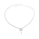 Colar Masculino Minimalista Com Pingente De Cruz Em Aço Inox PVD Prata