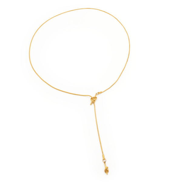 Colar Gravata Feminino Snake Com Nó Ajustável Em Aço Inox PVD Dourado
