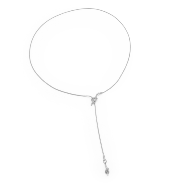 Colar Gravata Feminino Snake Com Nó Ajustável Em Aço Inox PVD Prata