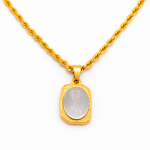 Corrente Cordão Baiano com Pingente Femme Flor em Aço Inox Dourado