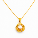 Corrente Femme com Círculo de Pérolas em Aço Inox Dourado