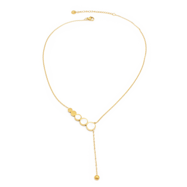 Choker Gravatinha Com Três Madrepérolas Em Aço Inox Com Revestimento PVD Dourado