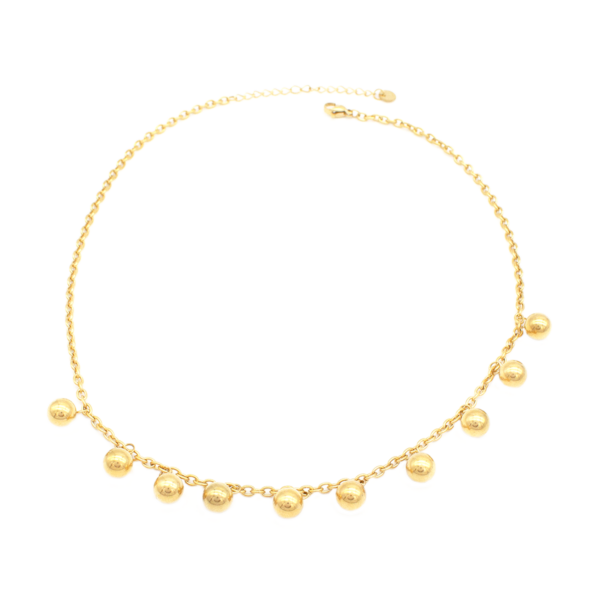 Choker De Bolinhas Intercaladas Clássico Em Aço Inox Com Revestimento PVD Dourado