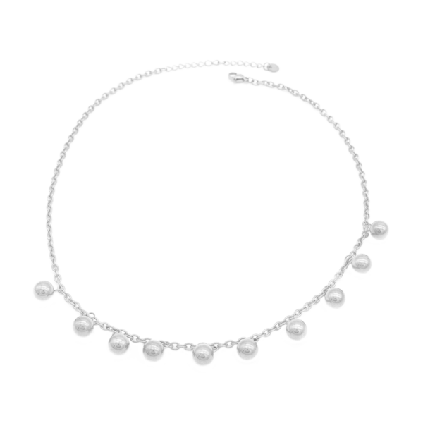 Choker De Bolinhas Intercaladas Clássico Em Aço Inox Com Revestimento PVD Prateado