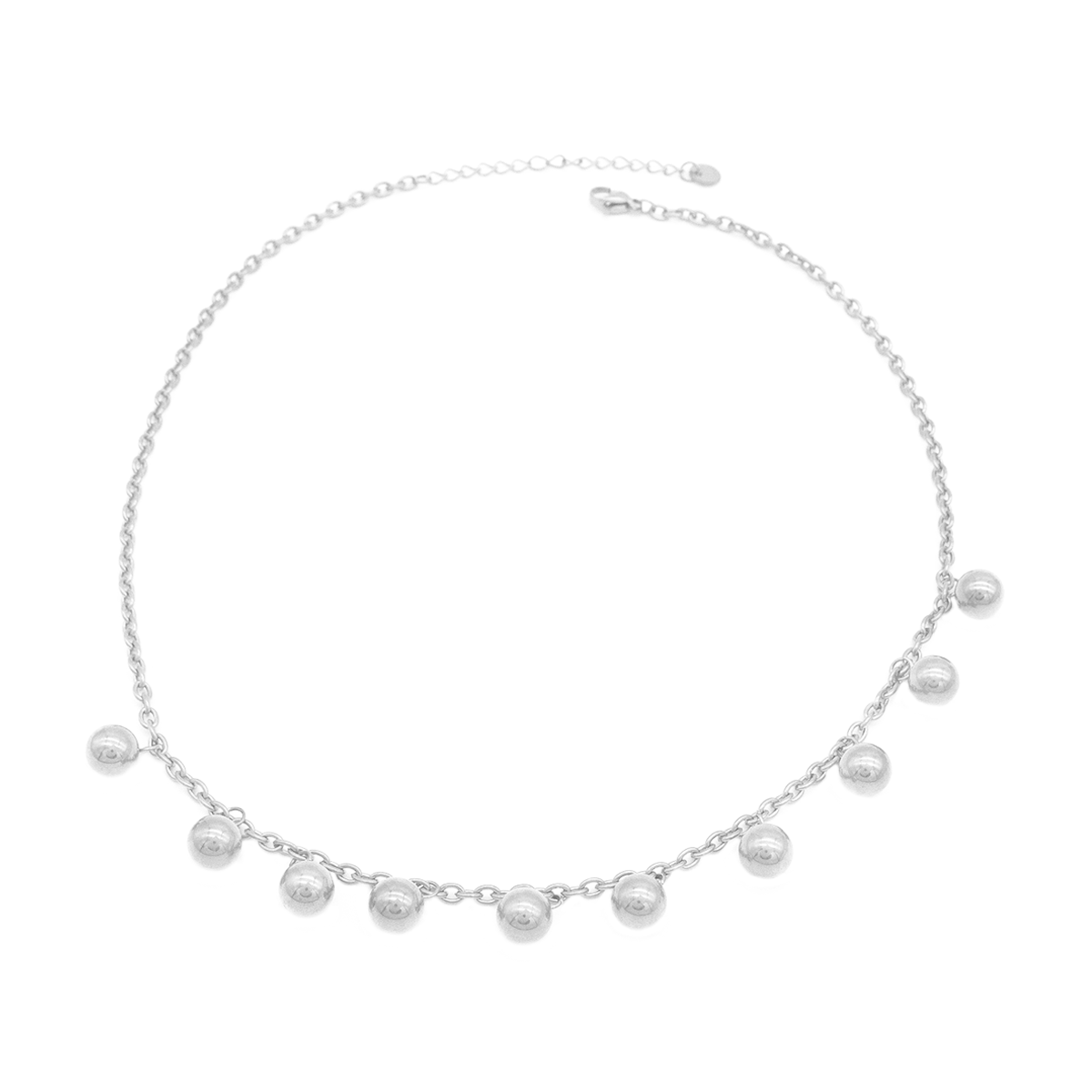 CRA203-RB-1 Choker De Bolinhas Intercaladas Clássico Em Aço Inox Com Revestimento PVD Prateado - Imagem 1